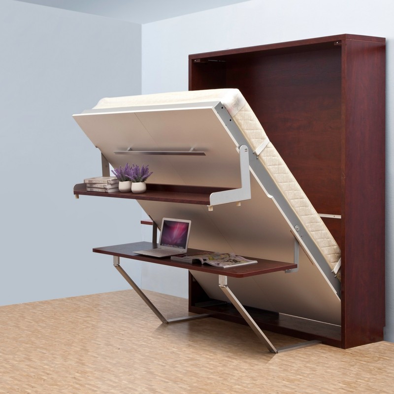 Shelf + Desk + Queen Vertical Hidden Wall Bed, Space Saving, Foldable ...