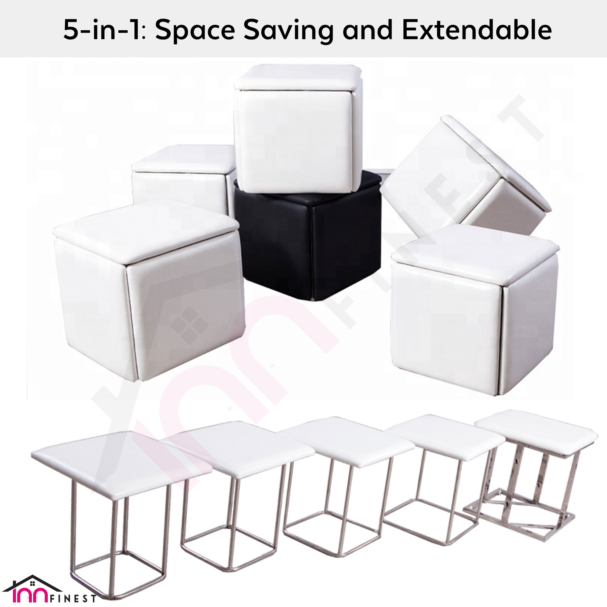 ottoman chair space saving durable extendable folded stored transformed