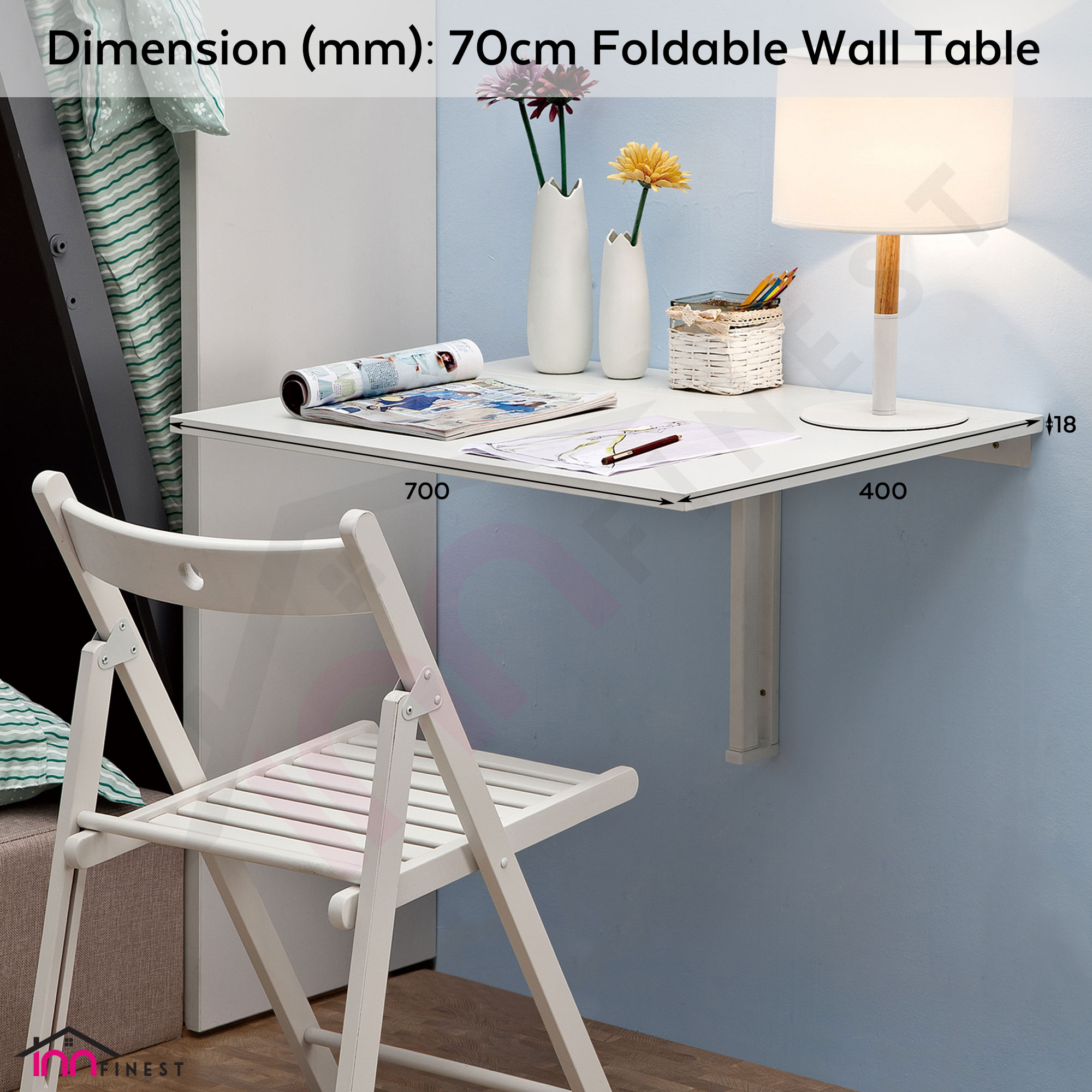 70cm foldable wall table space saving
