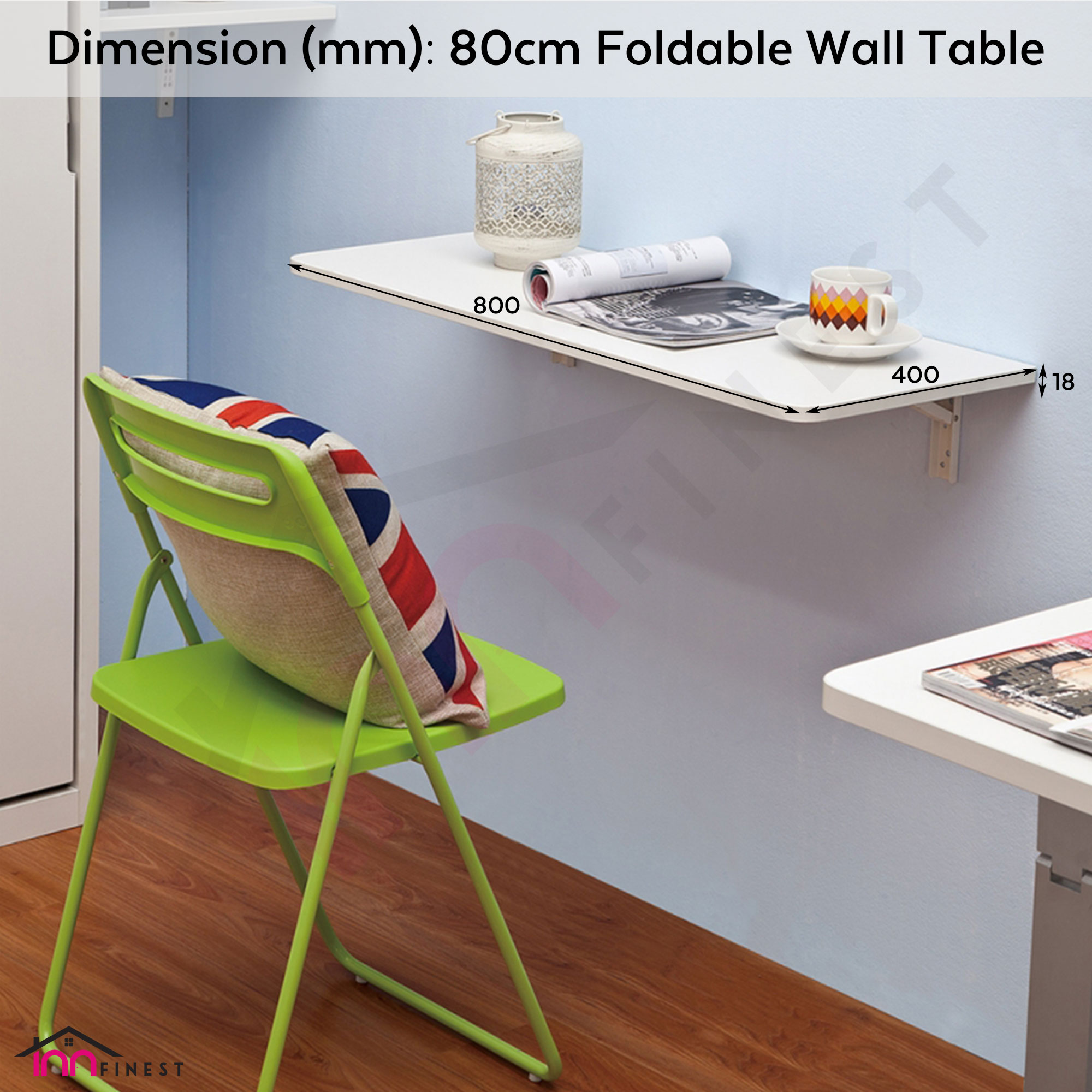 80 cm foldable wall table space saving durable